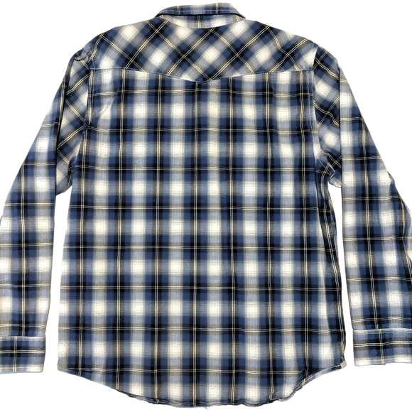 American Eagle Mens L Long Sleeve Blue Snap Shirt - Picture 3 of 3